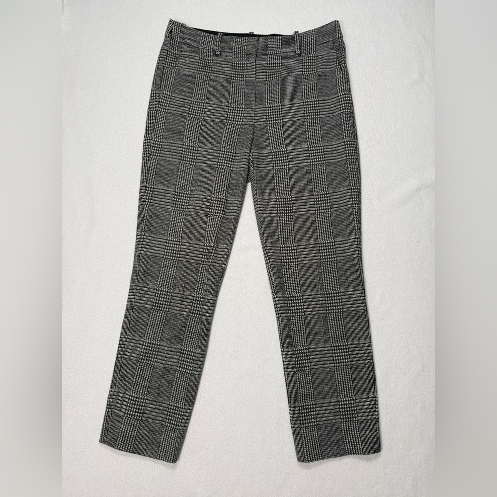 Theory Gray Plaid Straight-Leg Trousers